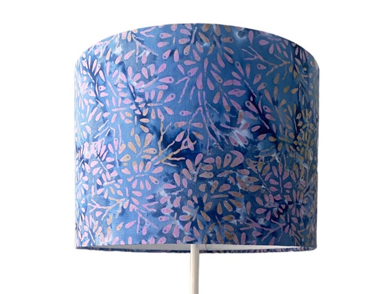 Blue floral lampshade, purple and blue lampshade, floral light shade, floral table lamp, botanical lampshade, bedside lampshade, palm