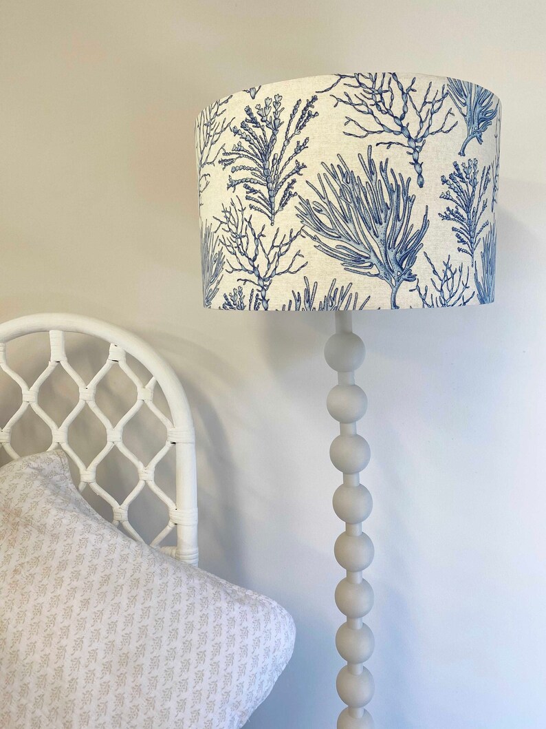 Bedside Table Lamp, Coastal Lampshade, Coral Sea Shade, Bedroom