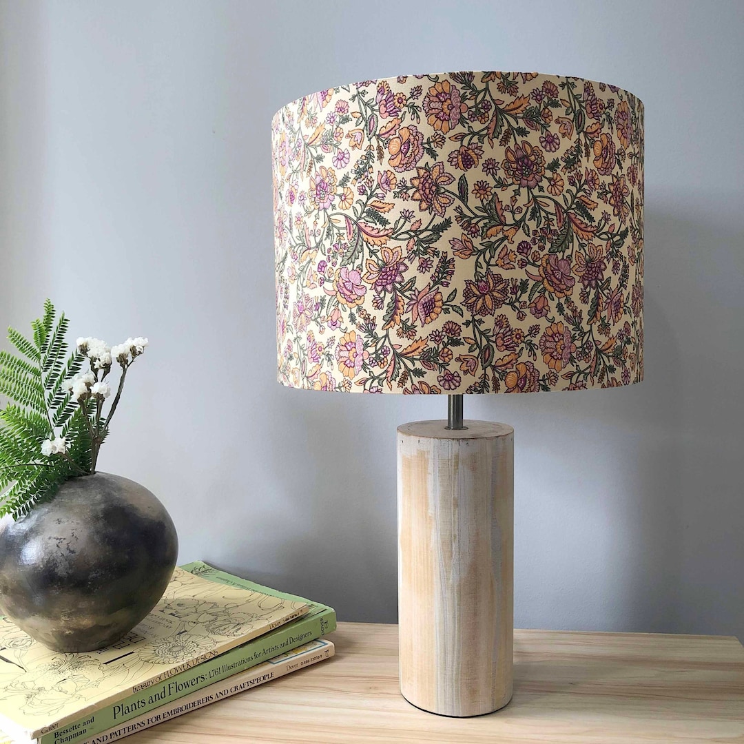 Patterned Lamp Retro Floral Lampshade, Vintage Floral Light Shades, Flowery Table Lamp ...