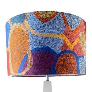 Aboriginal Lampshade, blue lamp shade , bright lampshade, colourful light shade, bush print, native print shade, indigenous, warlu, mina
