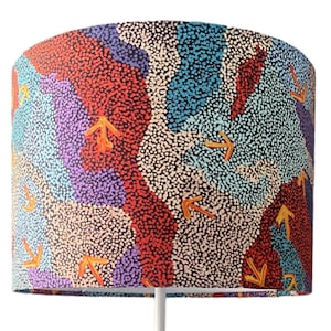 Aboriginal Lampshade, Warlu Mina Mina Dreaming, Indigenous print, Aussie outback bush lampshade,Table lamp shade,Ceiling lamps First Nations