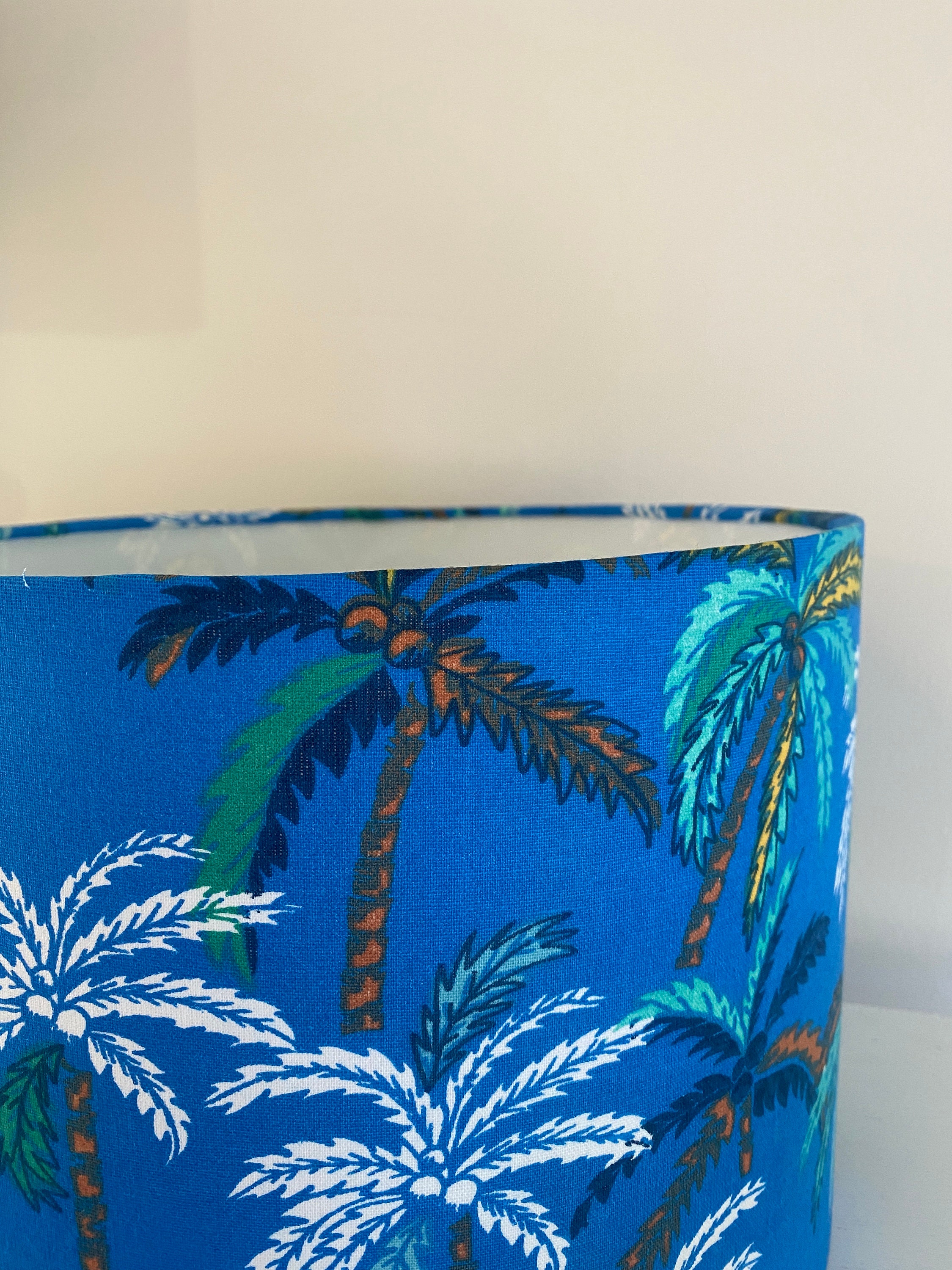 Blue Tropical Lampshade, Palm Print Tropical Blue, Coconut Tree Island ...