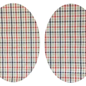 Cotton Check Iron On Elbow Knee Patches, Black Red and Olive Green, Size Shape Choice, Quality Washable Adhesive, Repair Customise