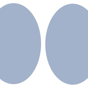 May include: Two light blue circles, side by side, against a white background.
