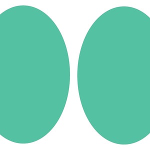 May include: Two teal green circles, side by side, on a white background.
