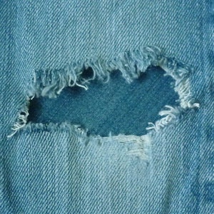 Mid Blue Denim Iron On Peekaboo Reverse Repair Undercover Patch 3 sizes, quality washable adhesive, repair customise