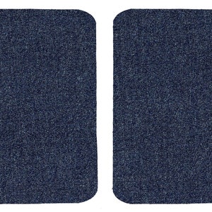 May include: Two rectangular blue carpet floor mats. The mats are made of a soft, textured material.