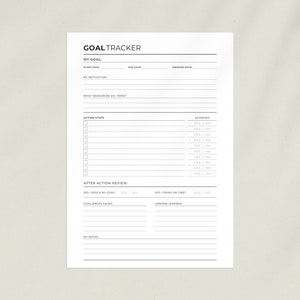 Printable Goal Tracker, Goal Planner Sheet, Progress Tracker Worksheet ...