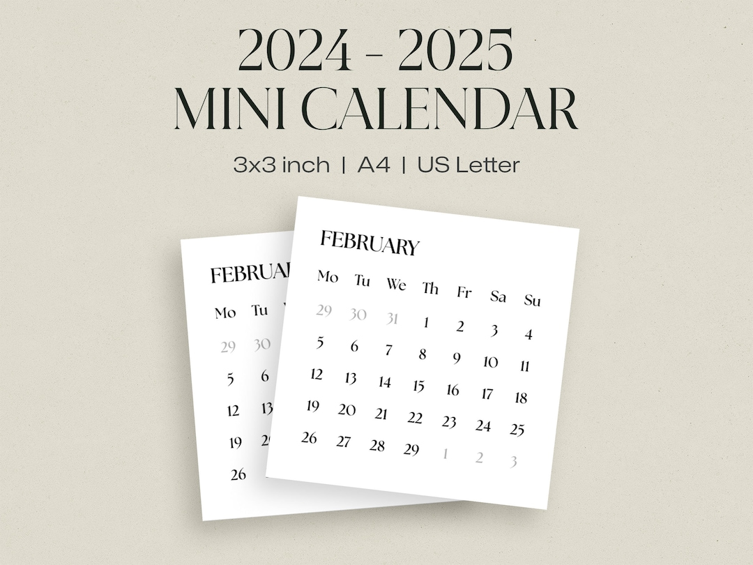 2024 & 2025 Mini Calendar Cards, 3x3 Pintable Calendar Cards, Minimal ...
