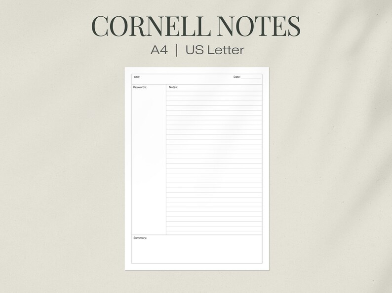 Cornell Notes Paper Printable Bundle, Cornell Method Student Note ...