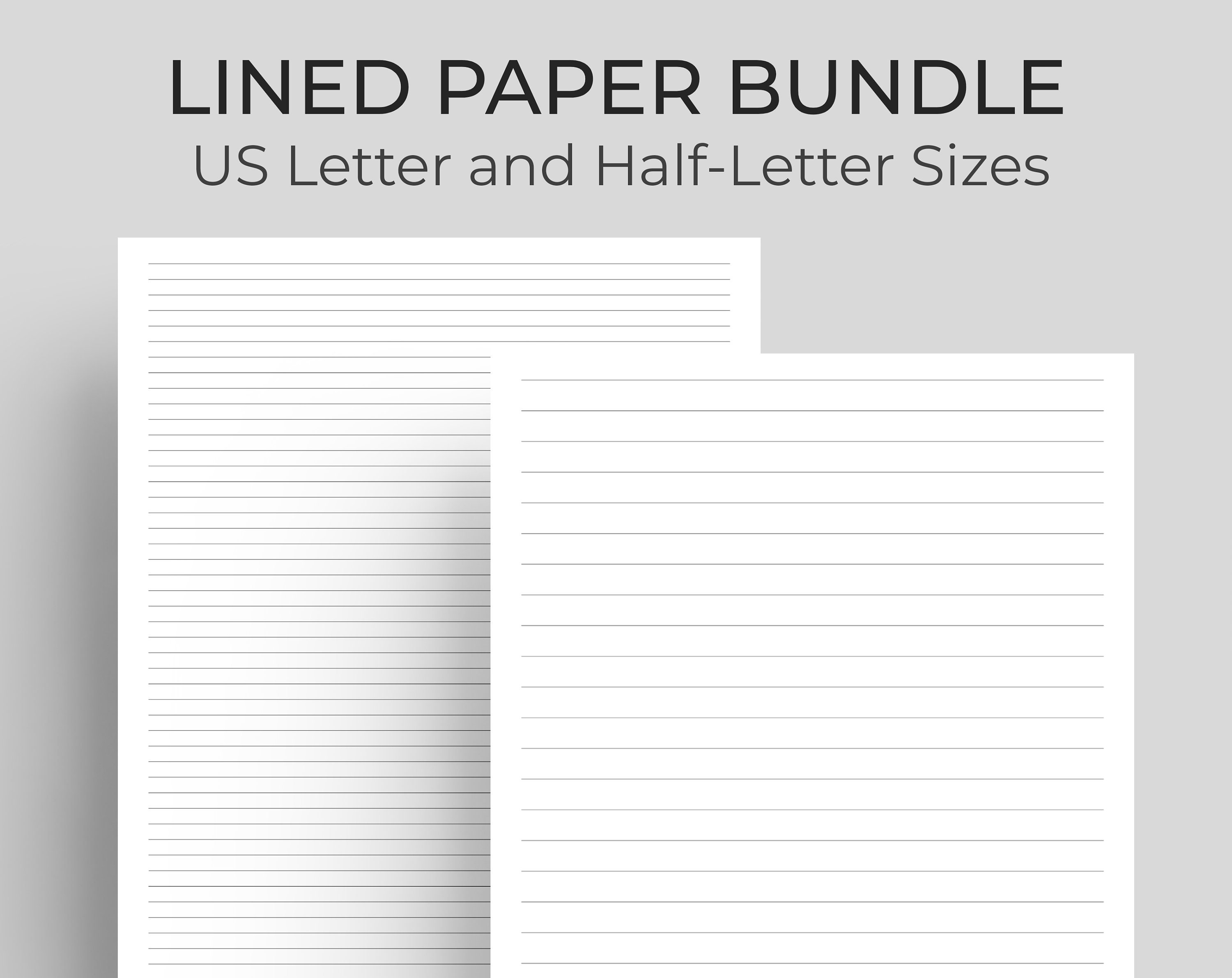printable lined paper us letter printable notebook inserts etsy