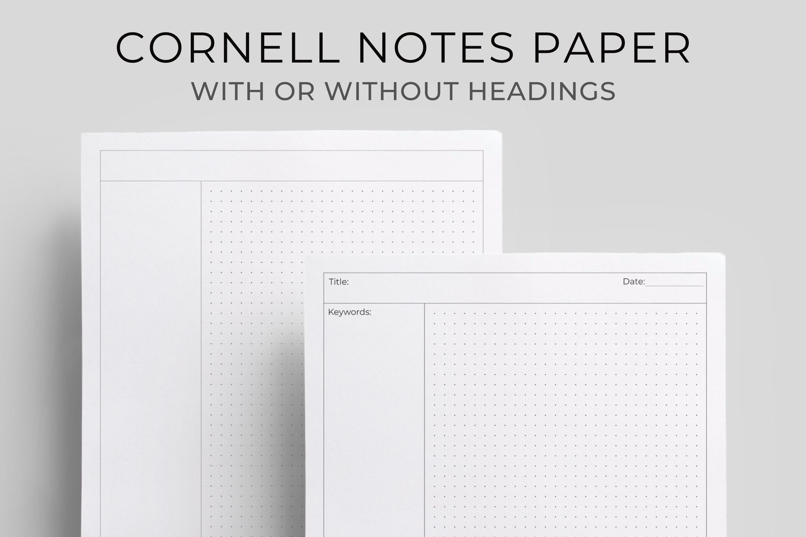 Cornell Notes Paper Printable Cornel Method Student Note - Etsy