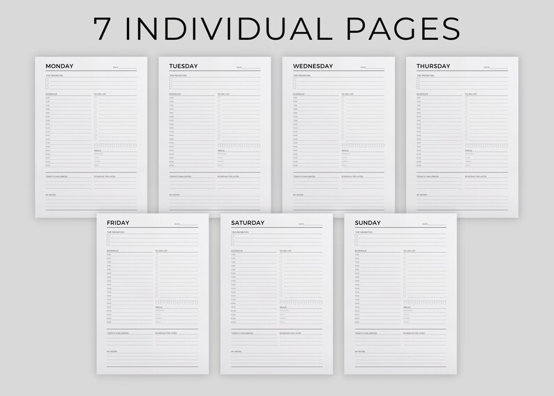Printable Daily Planner Inserts Daily Todo List Schedule Etsy