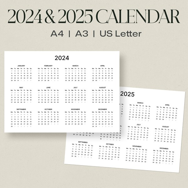 2025 Calendar Printable One Page Etsy