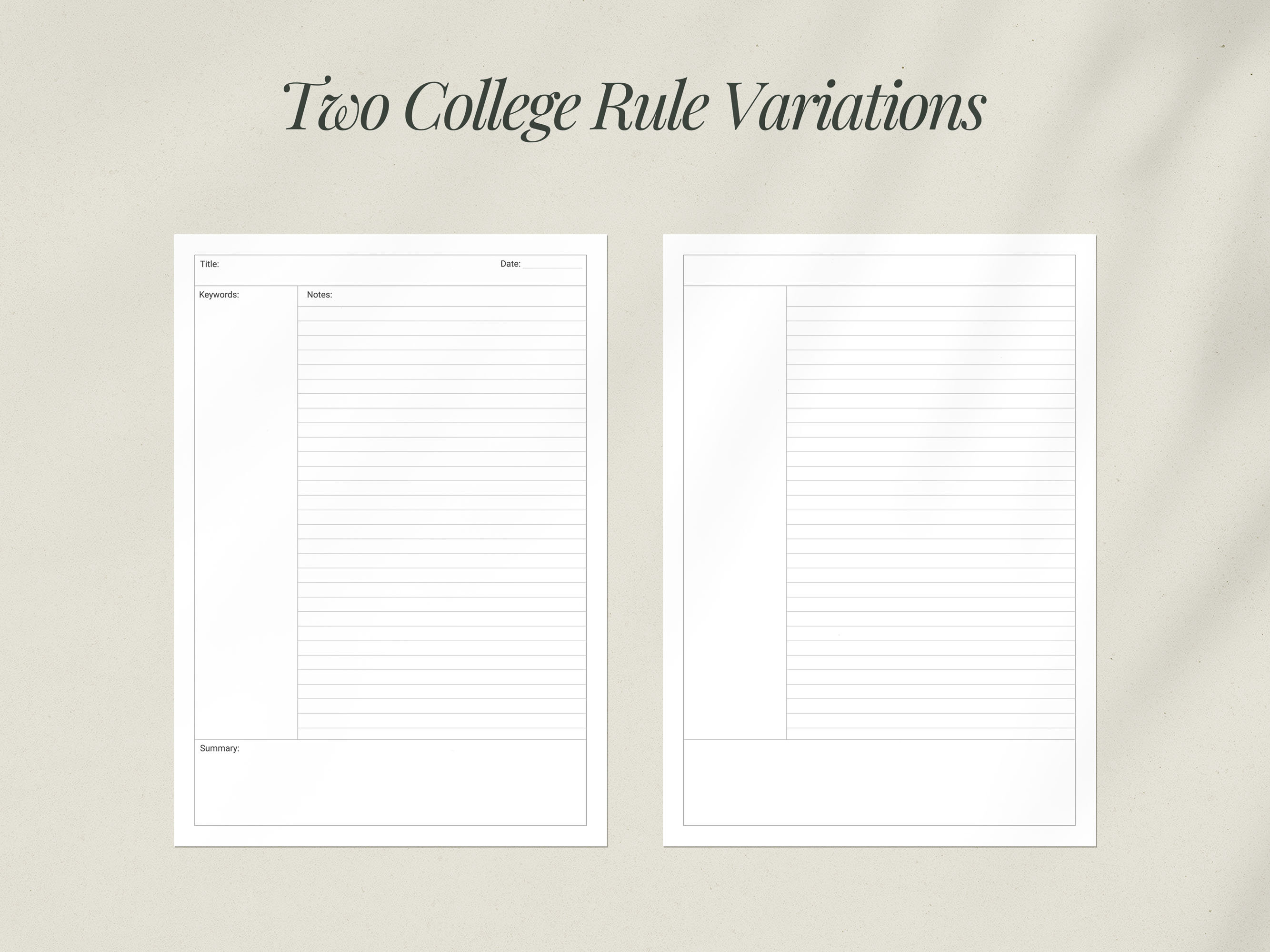 Notes Pages College Ruel Cornell Notes Paper Printable, Cornell Method Student Note-Tom System ...