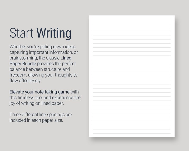 Printable Lined Paper A4 US Letter Printable Notebook - Etsy