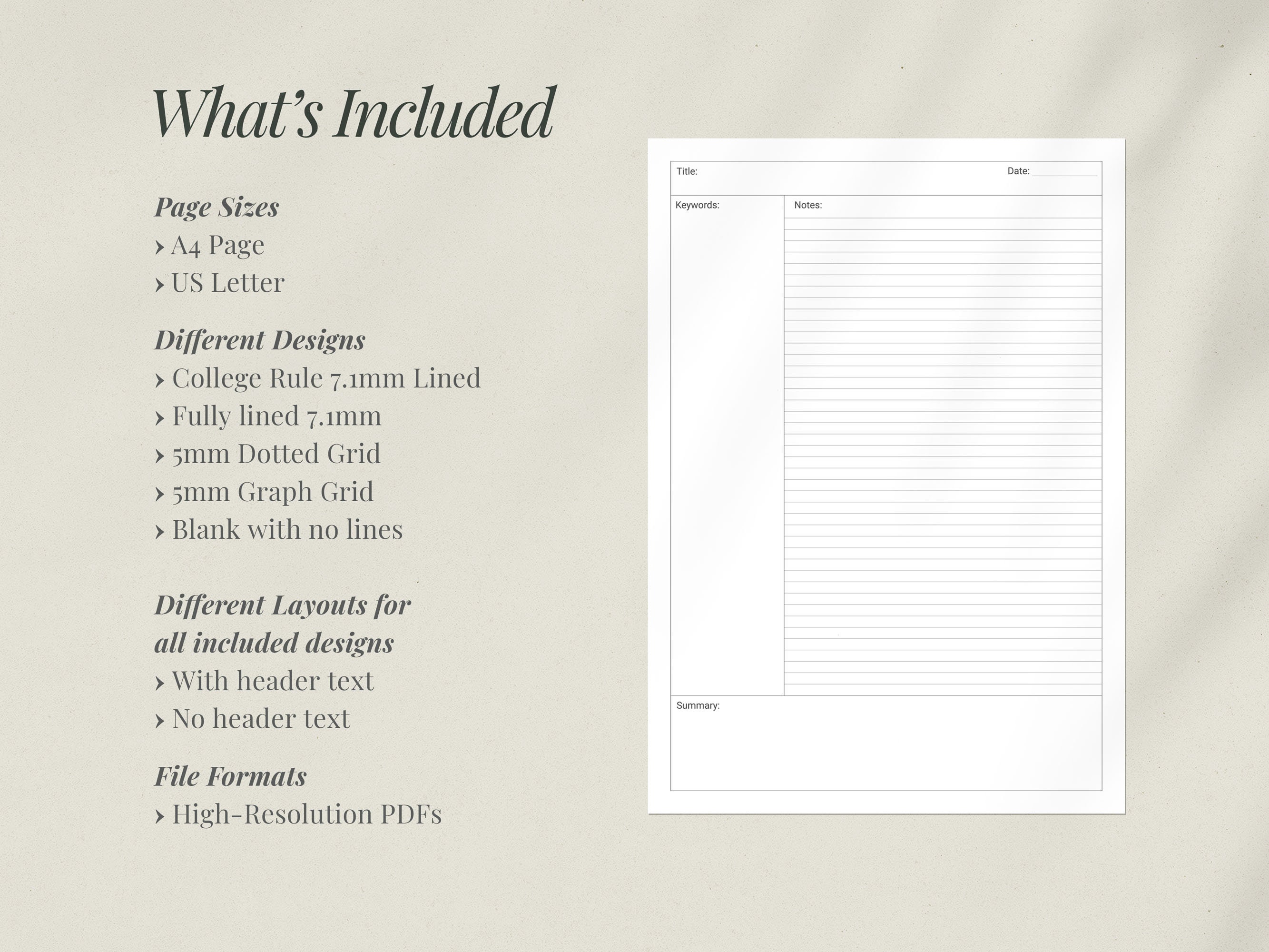 Notes Pages College Ruel Cornell Notes Paper Printable, Cornell Method Student Note-Tom System ...