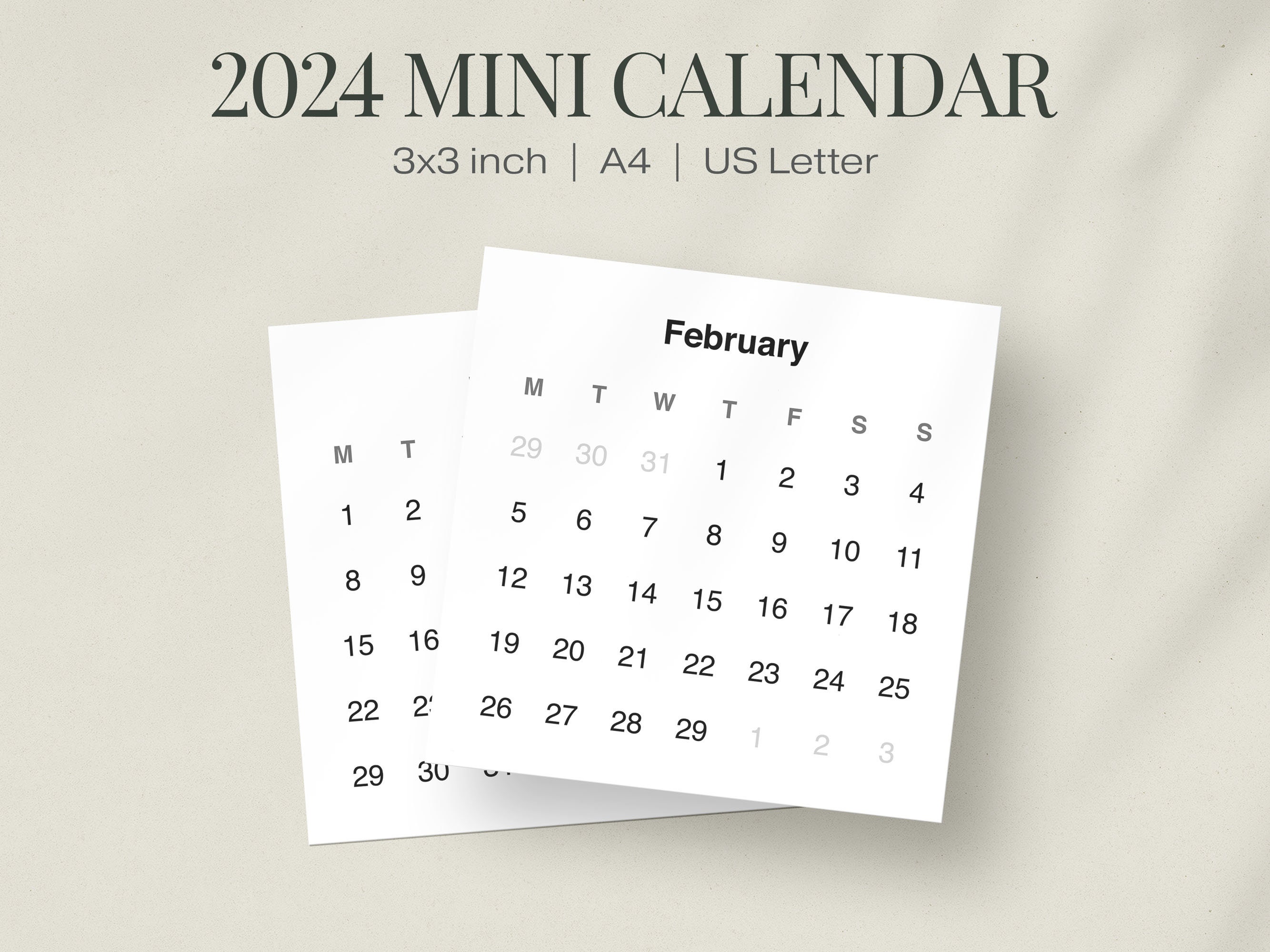 2025 Mini Calendar Printable, Mini Calendar Cards Monthly Calendar 2025