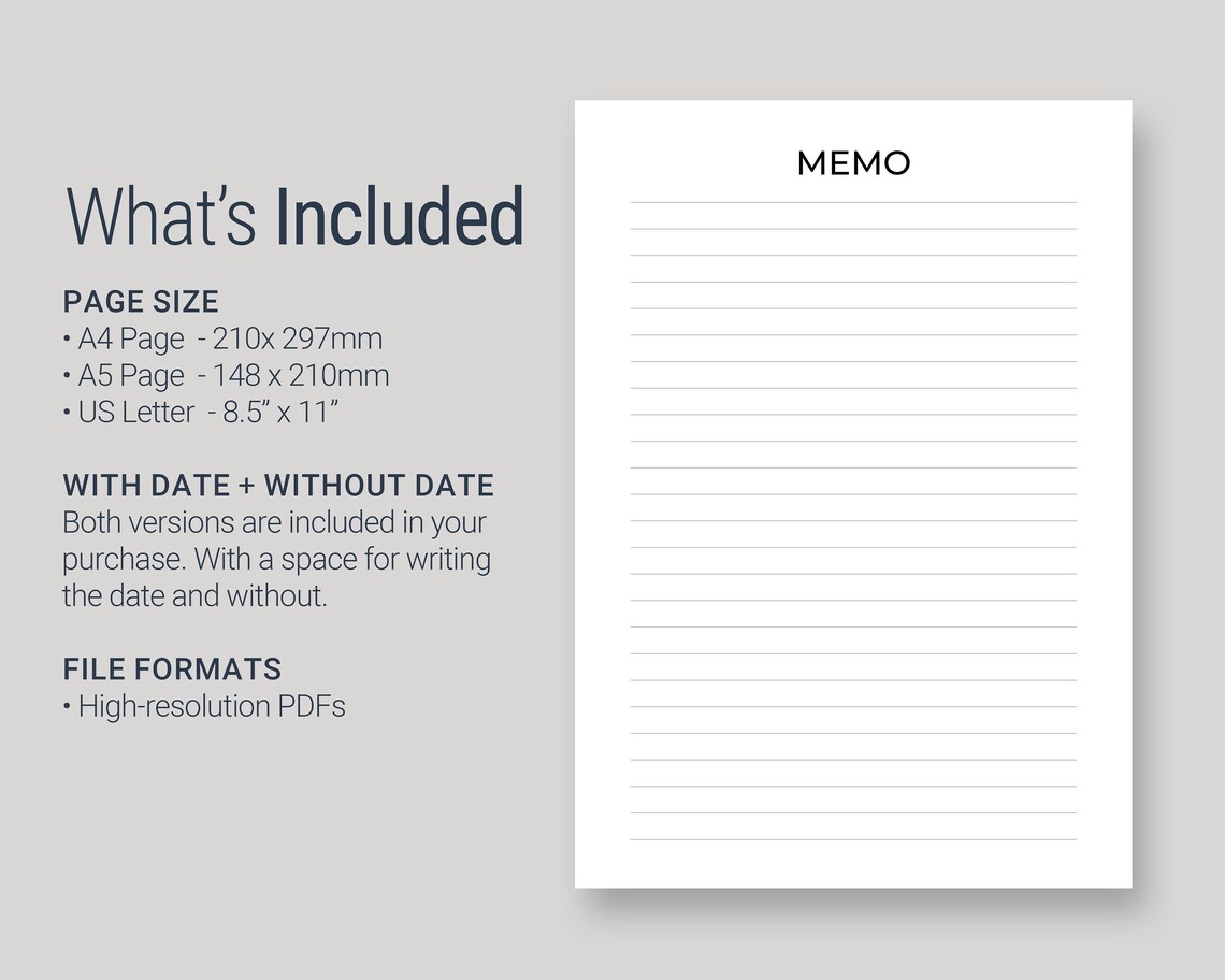 Printable Memo Sheet Simple Notes Paper Printable Easy-to-do - Etsy