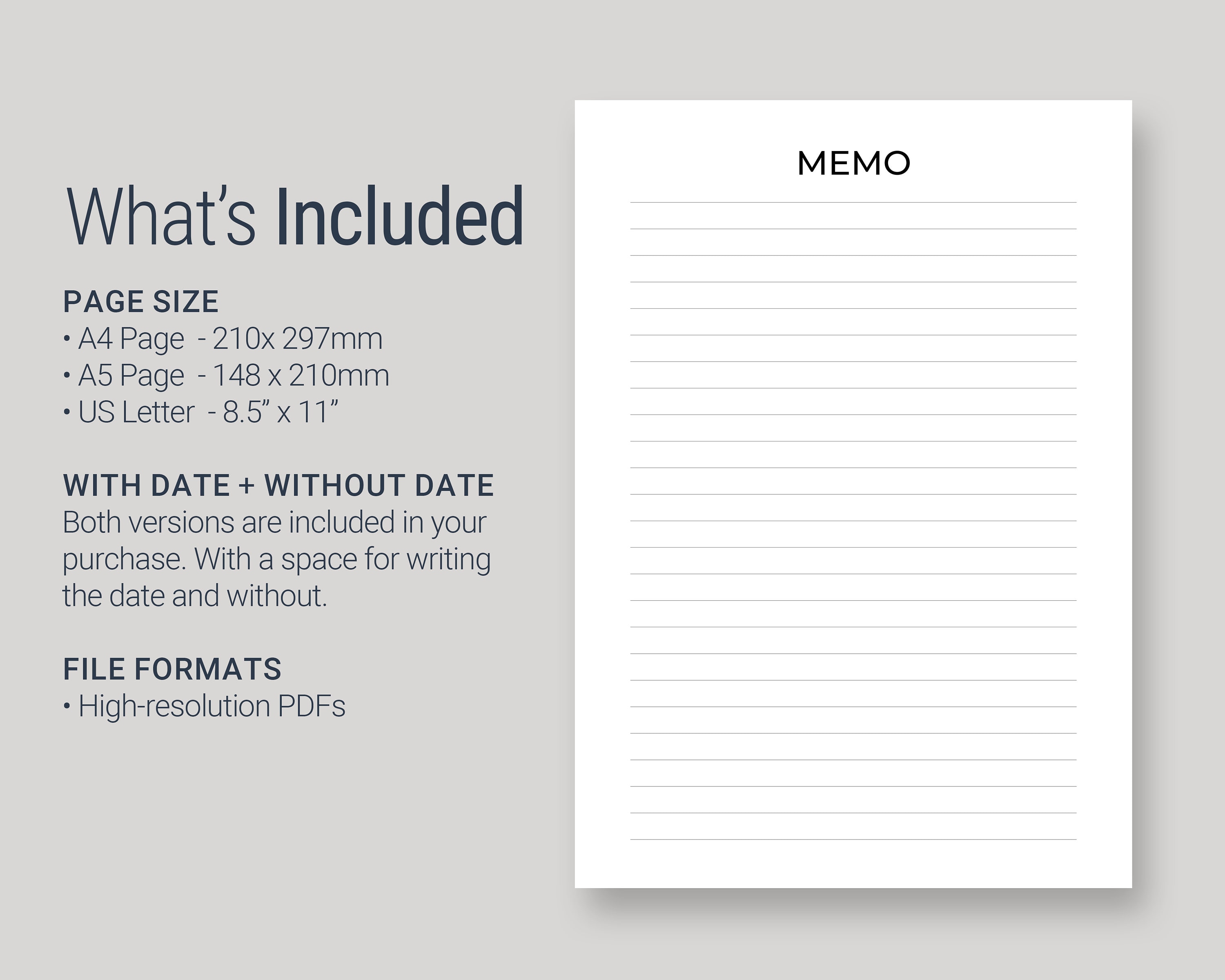 Printable Memo Sheet Simple Notes Paper Printable Easy-to-do - Etsy