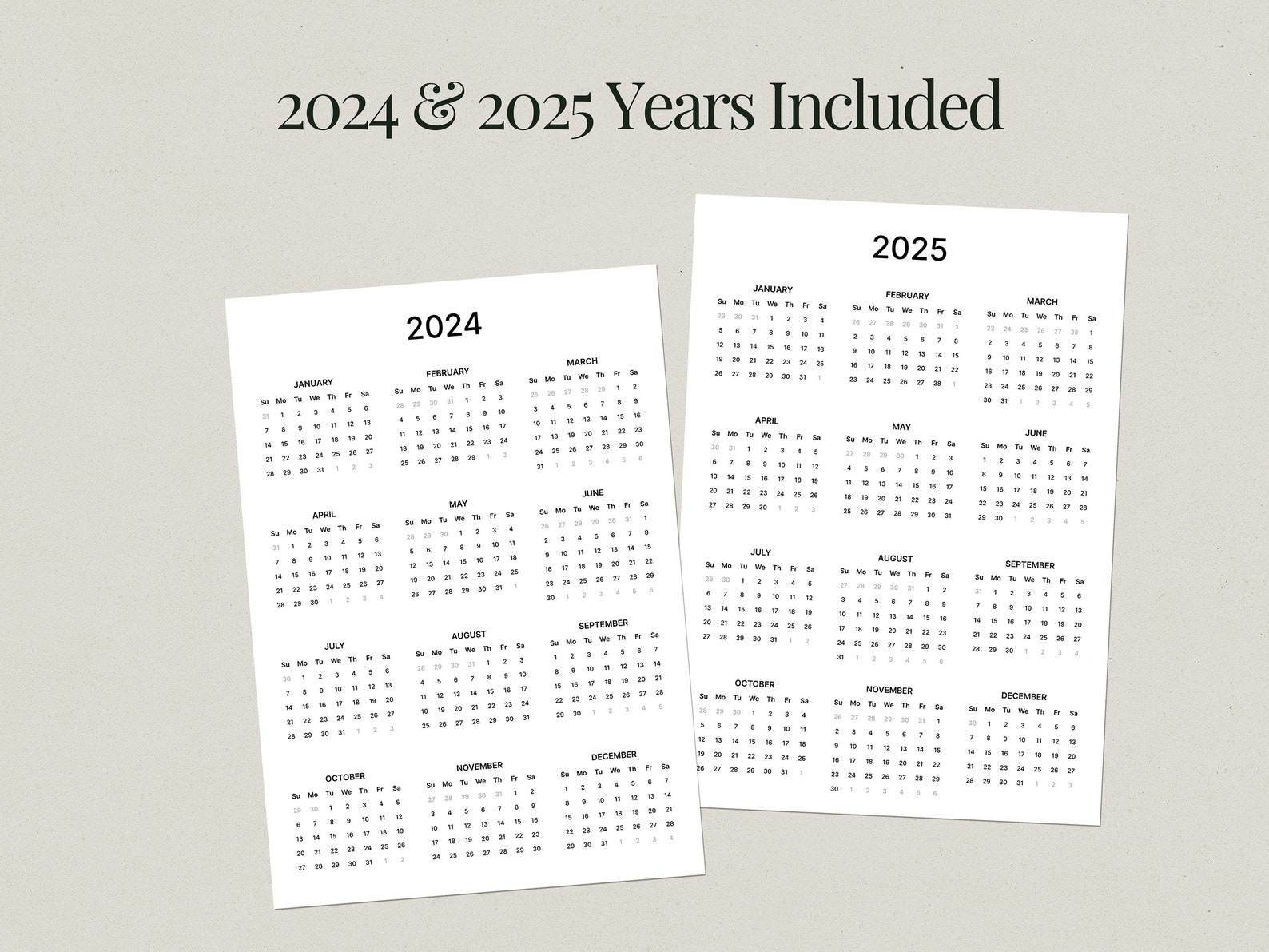 2024-2025 Printable One Page Calendar, Full Year at a Glance With a ...