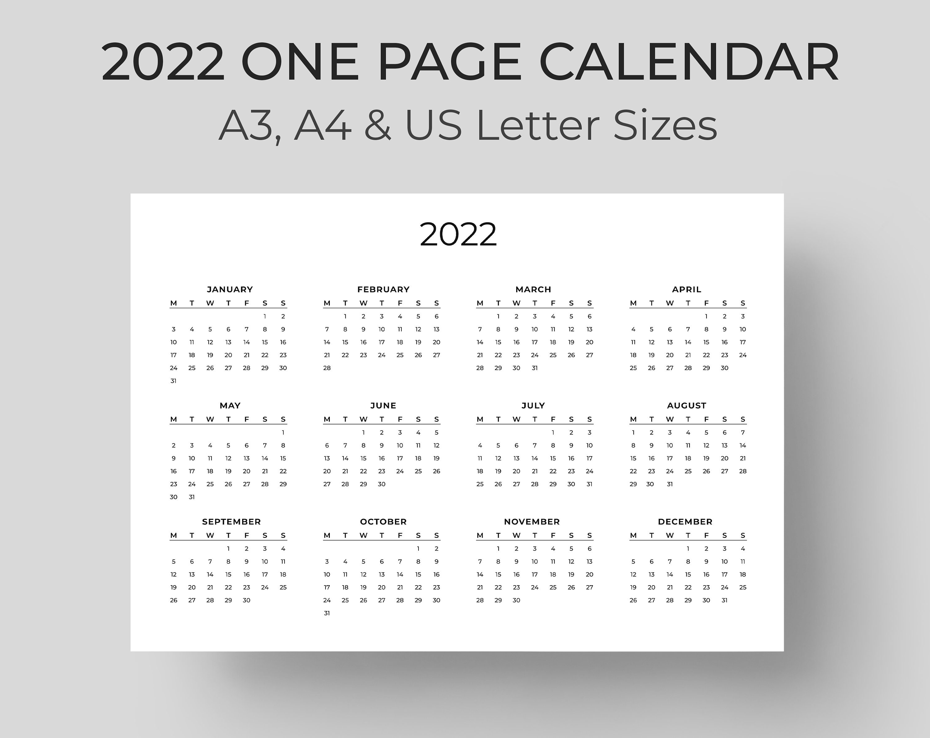 Calendar 2022 Printable One Page calendar-2022-printable-one-page