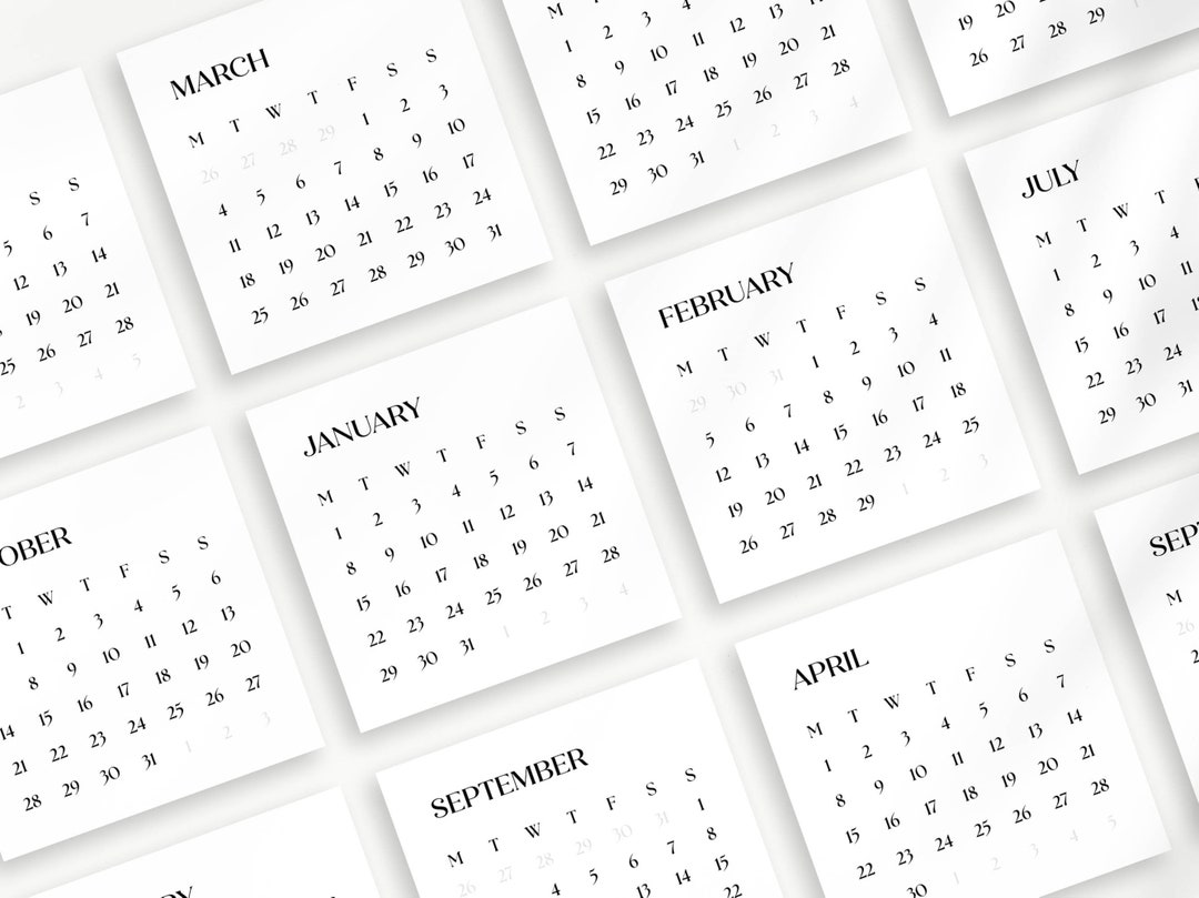 2024 Mini Calendar Cards 3x3 Pintable Calendar Cards Minimal Etsy UK