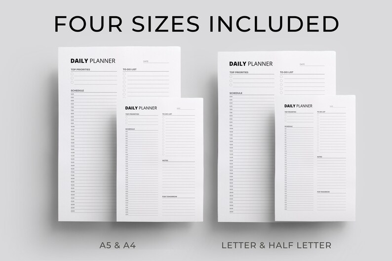 Printable Daily Planner Inserts Daily Todo List 2022 Etsy