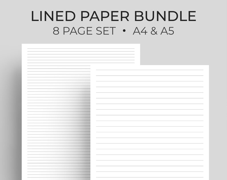 printable lined paper a4 a5 college ruled notepad inserts etsy