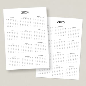 2024-2025 Printable One Page Calendar, Full Year at a Glance With a ...