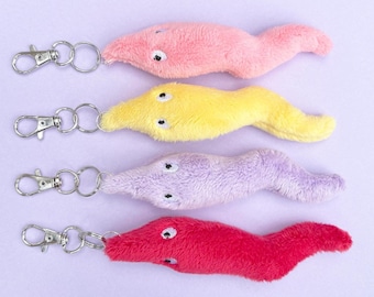 Funny Worm Plush Keyring | Cute Worm Keychain | Emotional Support Worm | Handmade Plush Bag Charm