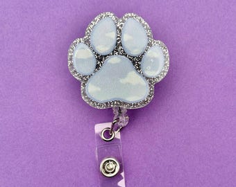 Dog Paw Glitter Badge Reel –  Retractable ID Holder –  Gifting