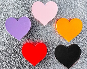 Adornos de corazones grandes para zuecos / Accesorios para zapatos impresos en 3D