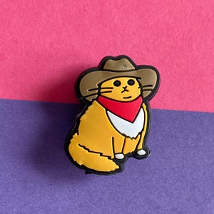 Amuleto de gato vaquero para zapatos tipo zueco / Accesorios bonitos para zuecos de goma / Adornos personalizados para zapatos / Regalo para amantes de los zapatos