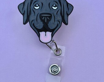 Porta credencial retráctil impreso en 3D de Labrador Retriever negro - Regalo