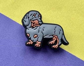 Adorno para zuecos de PVC con forma de perro salchicha