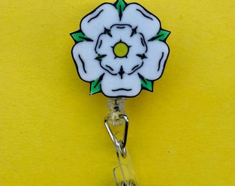 Carrete de credencial retráctil impreso en 3D Yorkshire Rose - Regalo
