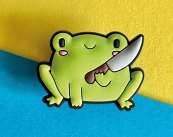 Funny Frog with Knife Shoe Charm | Clog-Style Shoes Accessory