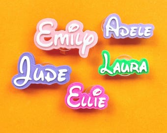 Dijes para zuecos con nombre personalizado / Accesorios para zapatos impresos en 3D