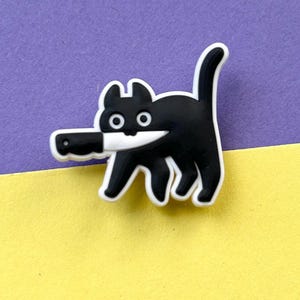 Spooky Cat Shoe Charm – Funny Black Cat Accessory for Croc-Style Clogs, Cute Quirky Gift