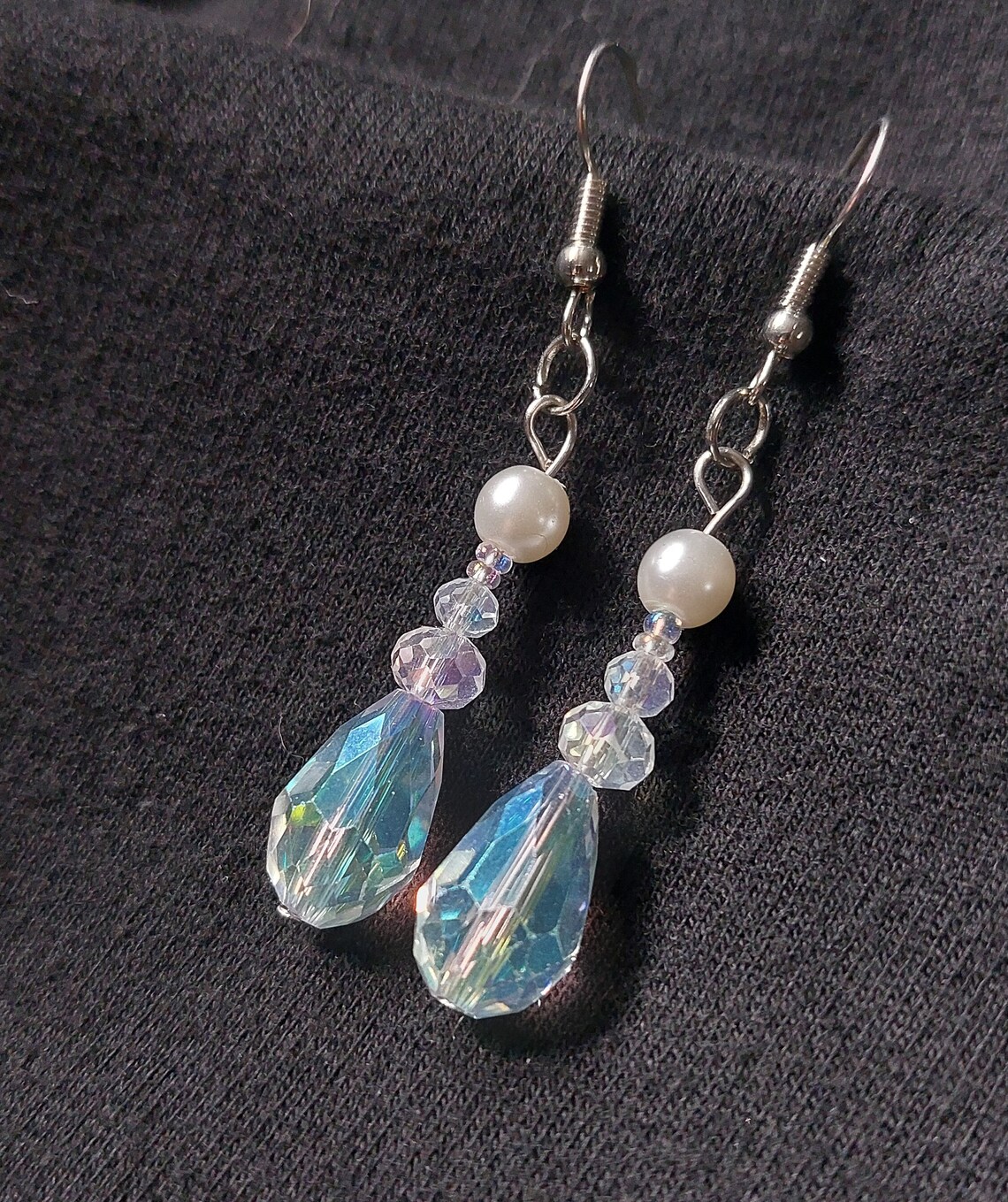 Grayson Silver Sunburst Drop Earrings in Iridescent Opalite main image 1