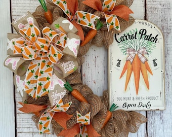 Carrot Patch wreath, spring wreath, Easter wreath