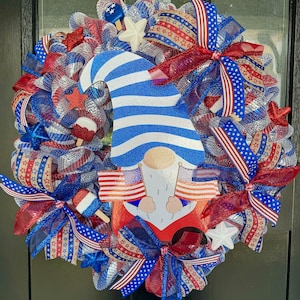 Patriotic wreath for front door, July 4th wreath, Memorial Day, Veterans Day, red, white and blue wreath, American Wreath