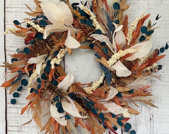 fall wreath for front door, boho fall decoration, rustic fall wreath rustic autumn decor, neutral farmhouse fall wreath