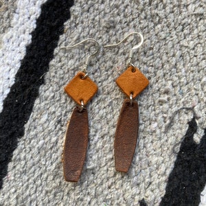 Handmade Genuine Leather Geometric Western Earrings