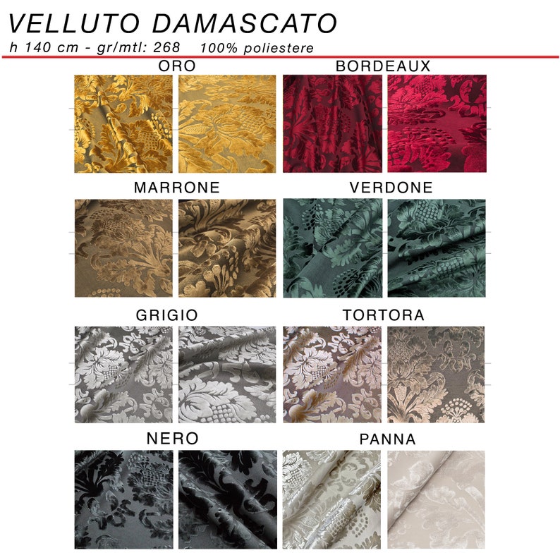 Damask velvet fabric for furnishings, bags, accessories. By the meter multiples of 50 cm: 1 50 x 140 cm 2 100 x 140 cm etc... image 2