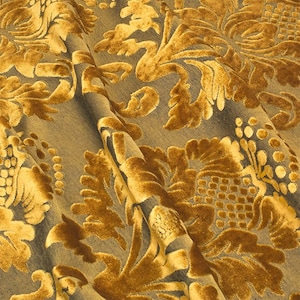 Tessuto Velluto damascato per arredamento, borse, accessori. A metraggio multipli di 50 cm: 1 50 x 140 cm 2 100 x 140 cm ecc... Oro