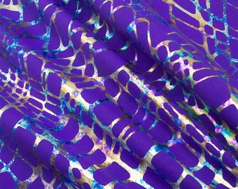 Matte purple elastic Licra fabric with iridescent pattern for costumes, leotards, tracksuits, dance shows, gymnastics and clothing