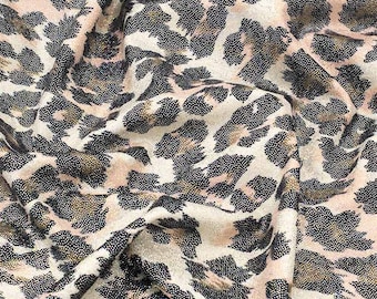 Leopard elastic Lycra fabric with glitter for costumes, leotards, tracksuits, dance shows, gymnastics and clothing