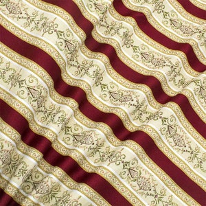 Damask fabric for furnishings with gold, pink, burgundy and green stripes. By the meter multiples of 50 cm: 1 50 x 140 cm 2 100 x 140 cm etc... image 3